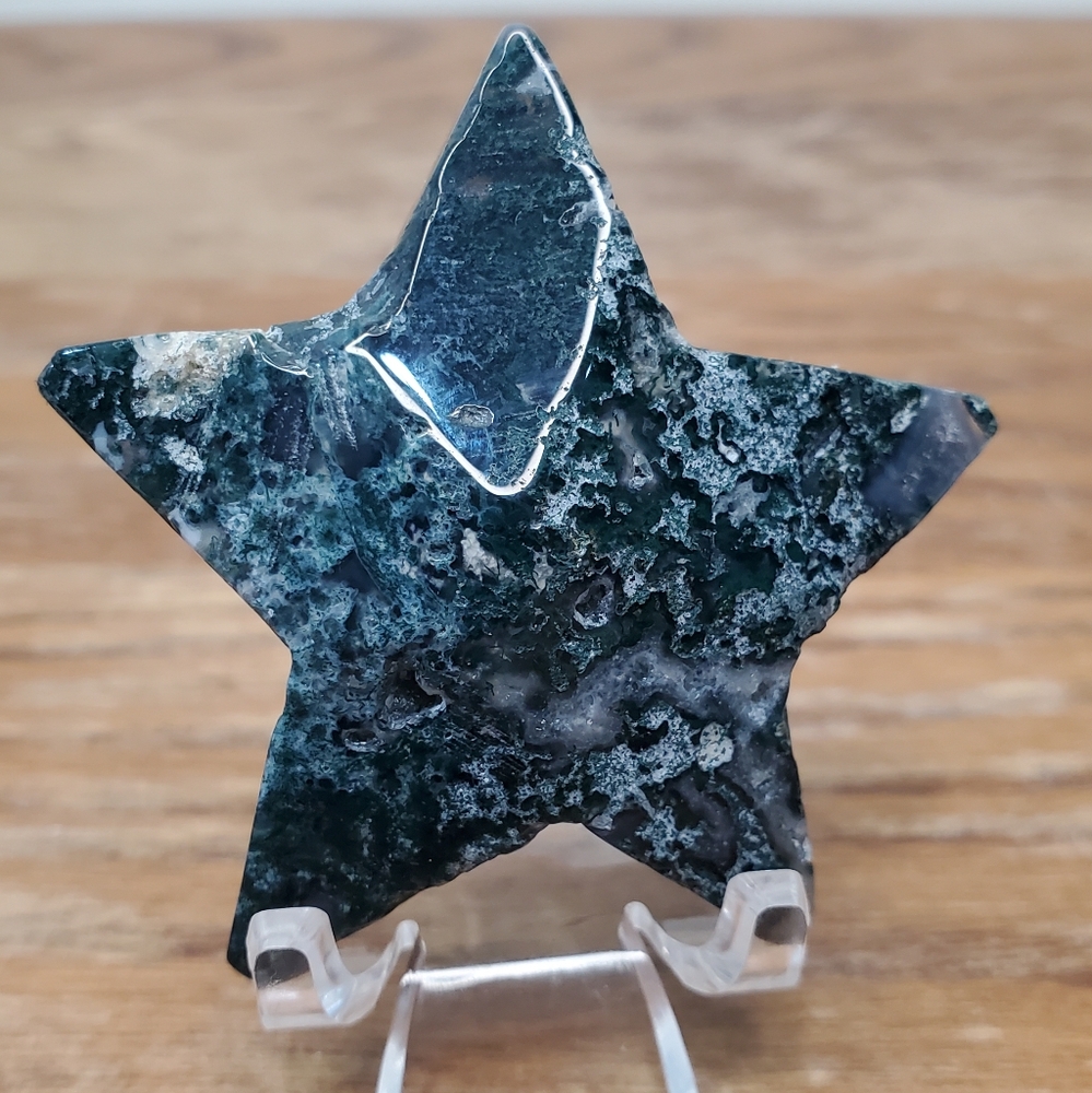 Moss Agate Crystal Star